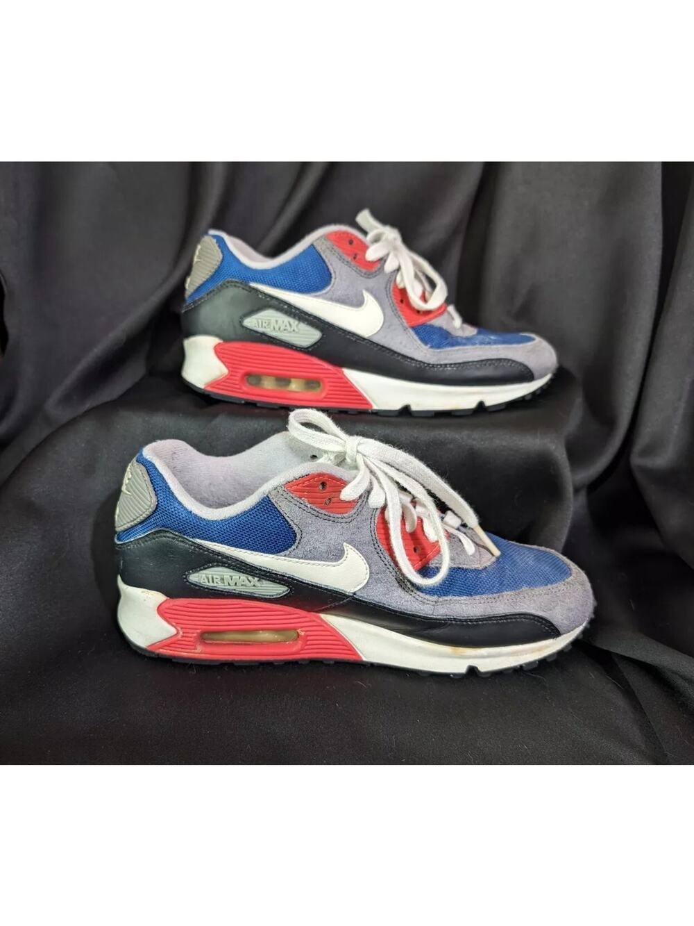 Nike W'S Air Max 90 'Dark Royal Blue Red Grey 325213-406 Women’s Size 8